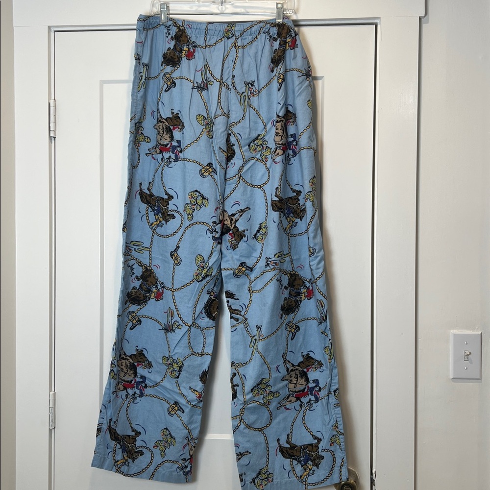 Old Navy Light Blue Men's PJ Pants with Rope & Western horse print size XL. - Picture 7 of 8